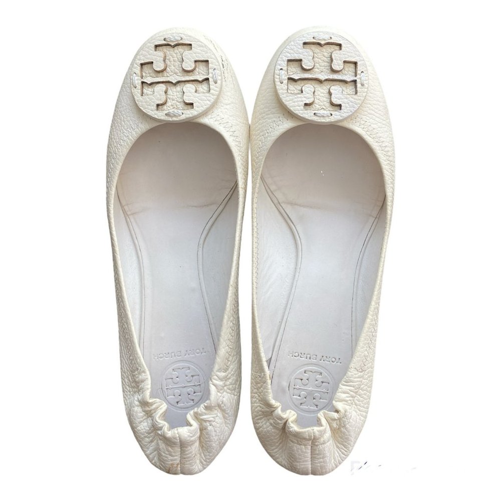 Tory Burch White Patent Leather Ballerina Flats